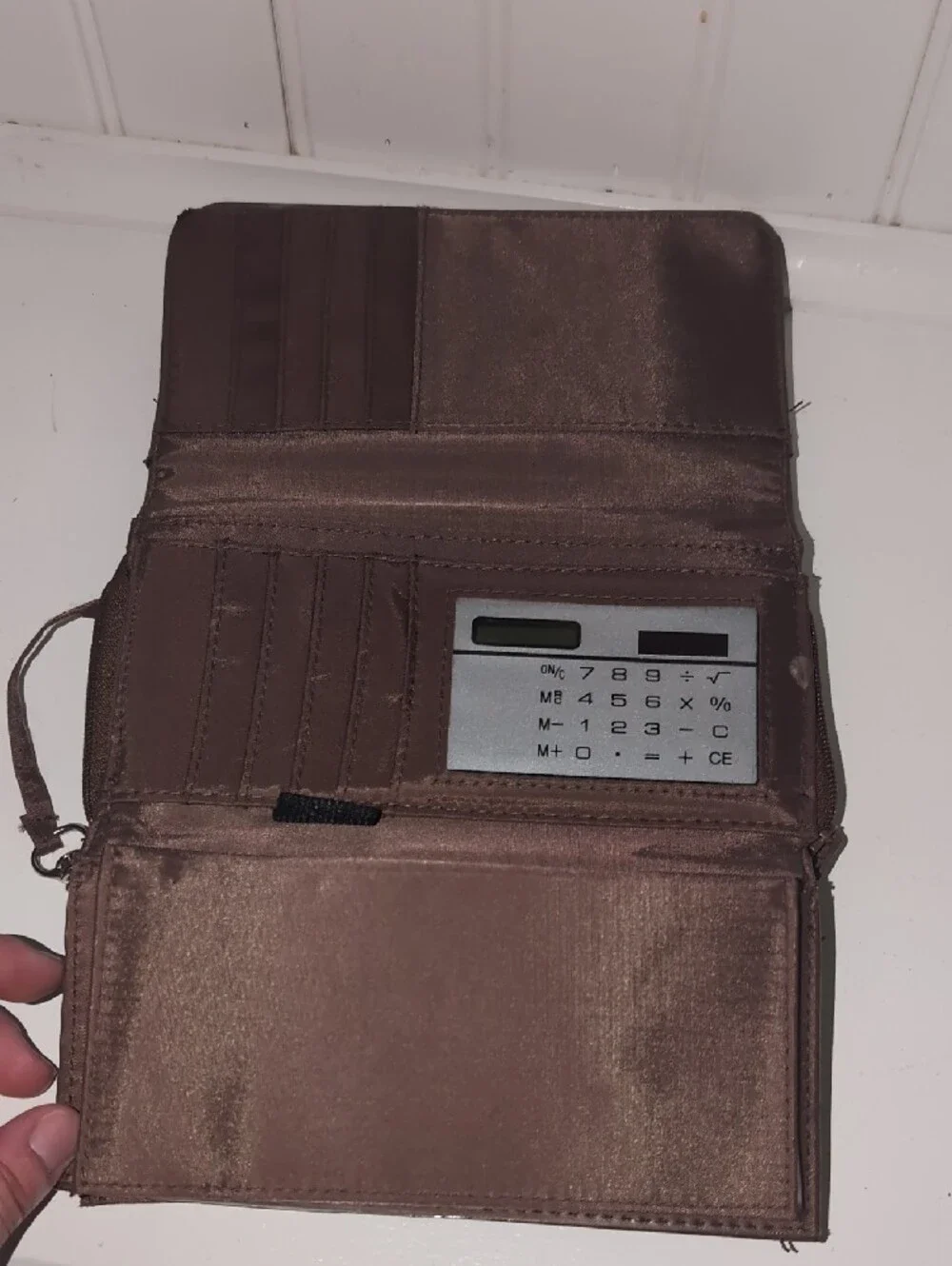 Women's Brown Leather Wristlet Wallet with Keyring